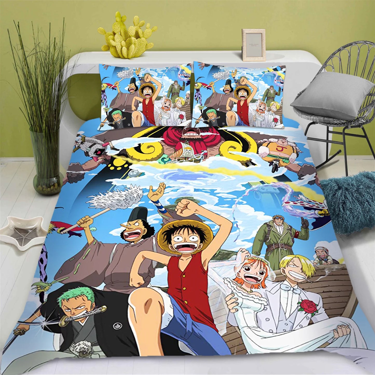 Komplet pościeli One Piece - Zestaw z poszwą na kołdrę, załoga (Wano)