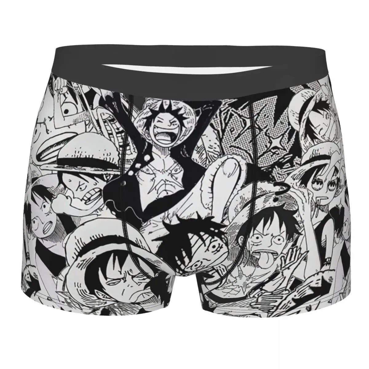 Bokserki One Piece – czarno-biała manga akcji w formie kolażu