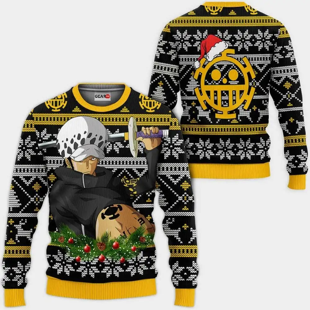 Bluza One Piece - Wzór Trafalgar Law i Jolly Roger (Czarna)