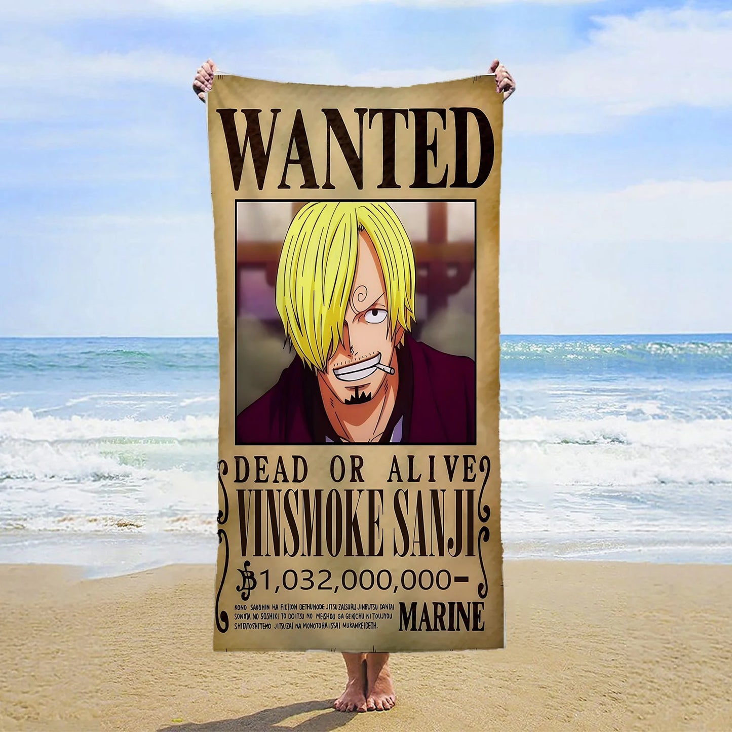 Ręcznik plażowy One Piece – Wanted Vinsmoke Sanji (Only Alive)