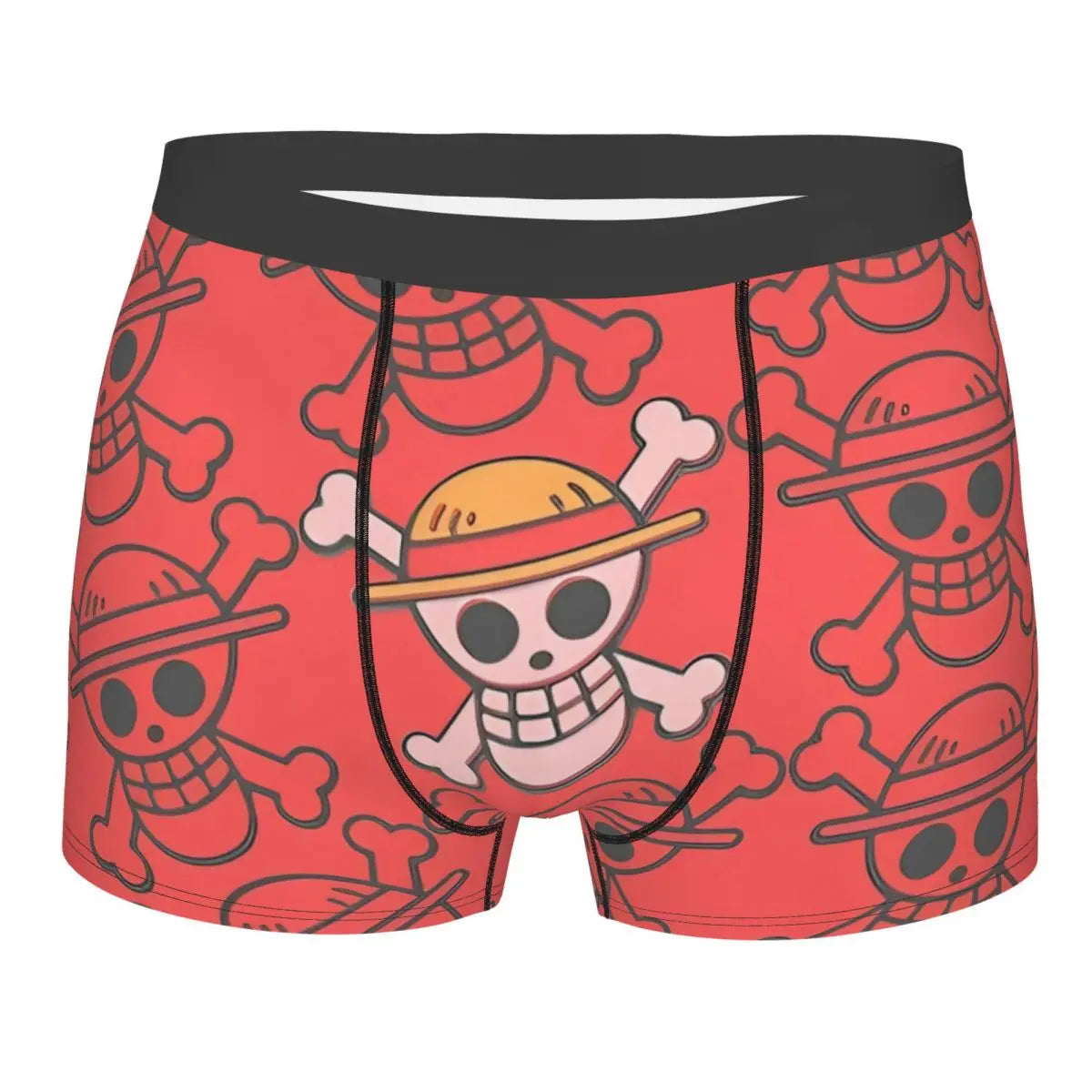 Bokserki One Piece – logo Jolly Roger Mugiwara (czerwone)