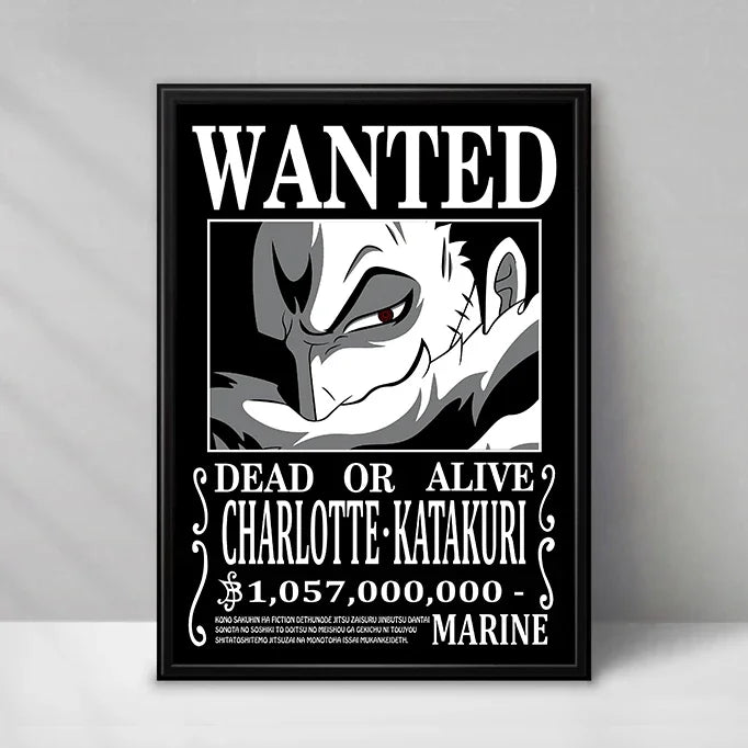 Plakat One Piece Wanted – Charlotte Katakuri (Czarno-biały)