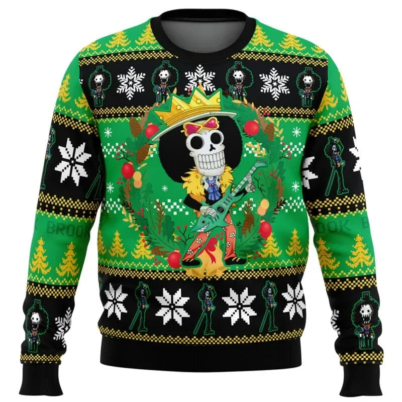 Bluza One Piece - Wzór Tony Tony Choppera i choinek (Zielona)