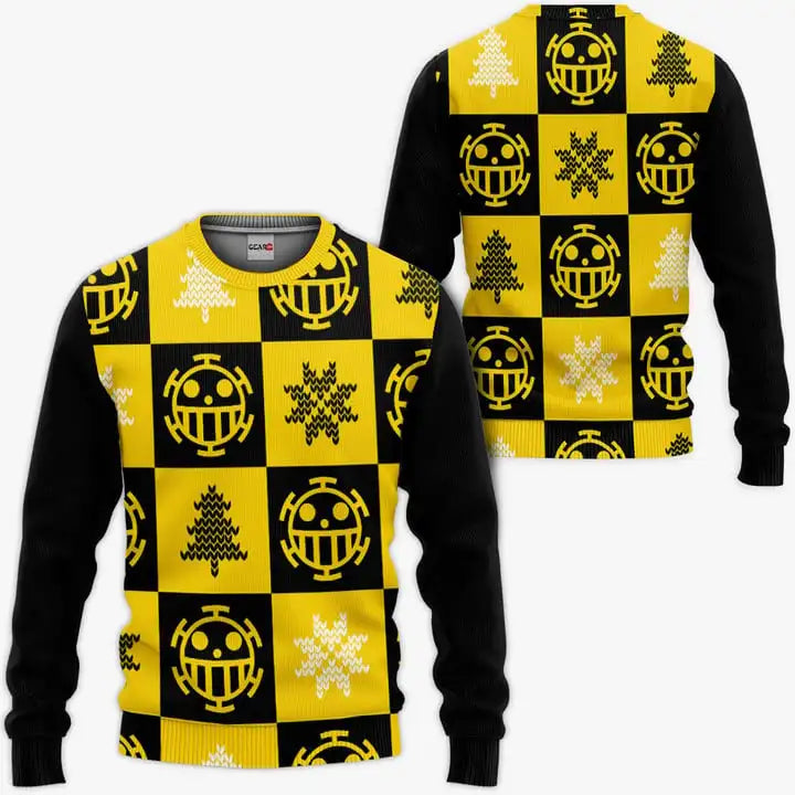 Bluza One Piece - Wzór piracki i zimowy (Żółta)
