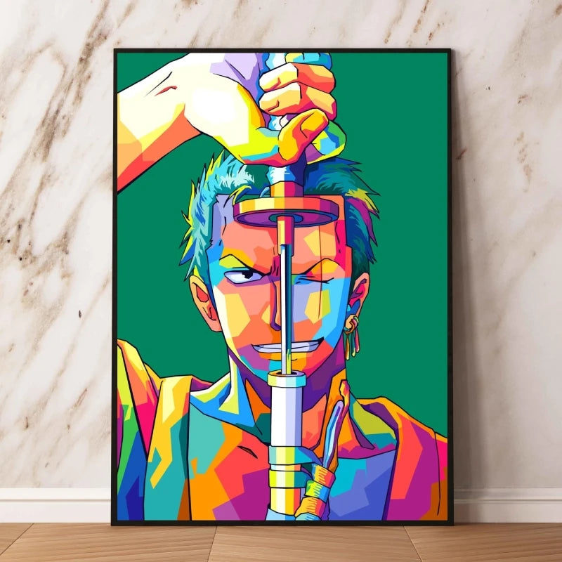 Obraz pop-art One Piece – Roronoa Zoro z mieczem w ustach