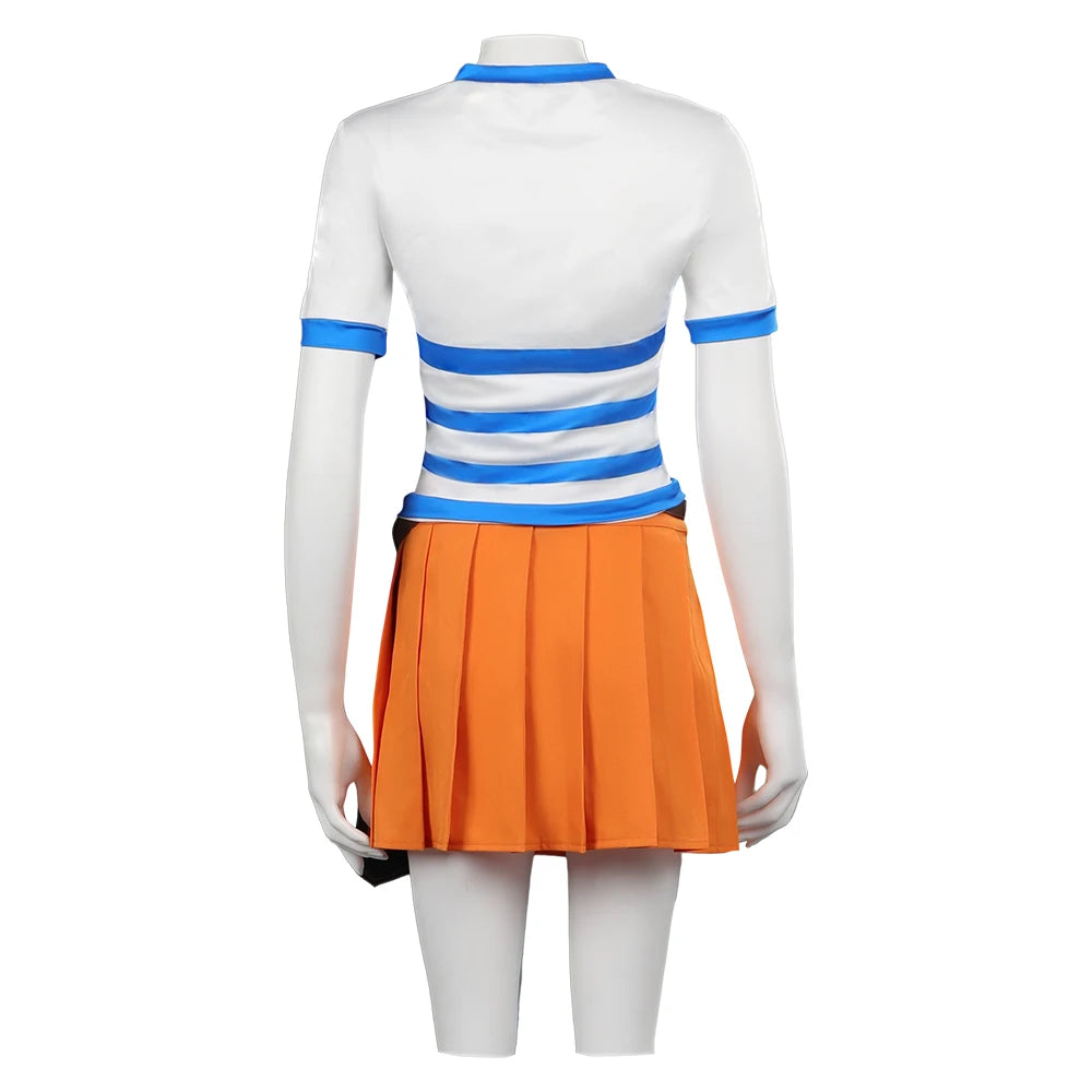 Kostium cosplay One Piece – strój Nami (wersja Zou z pomarańczową spódnicą)