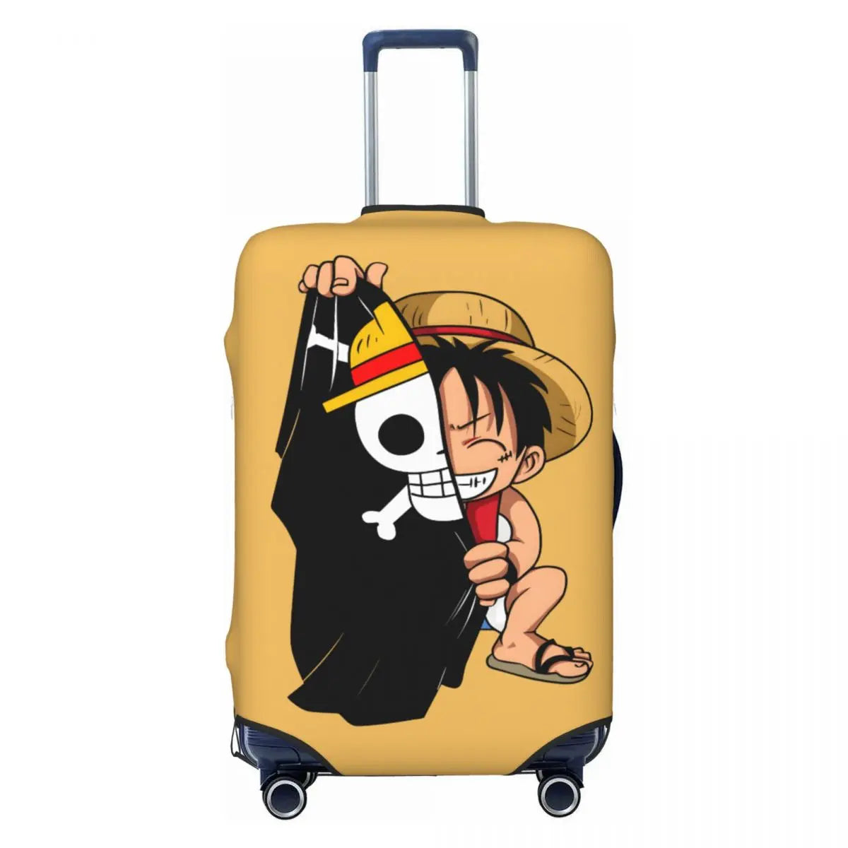 Pokrowiec na walizkę One Piece – Luffy i napis „D” (żółte tło)