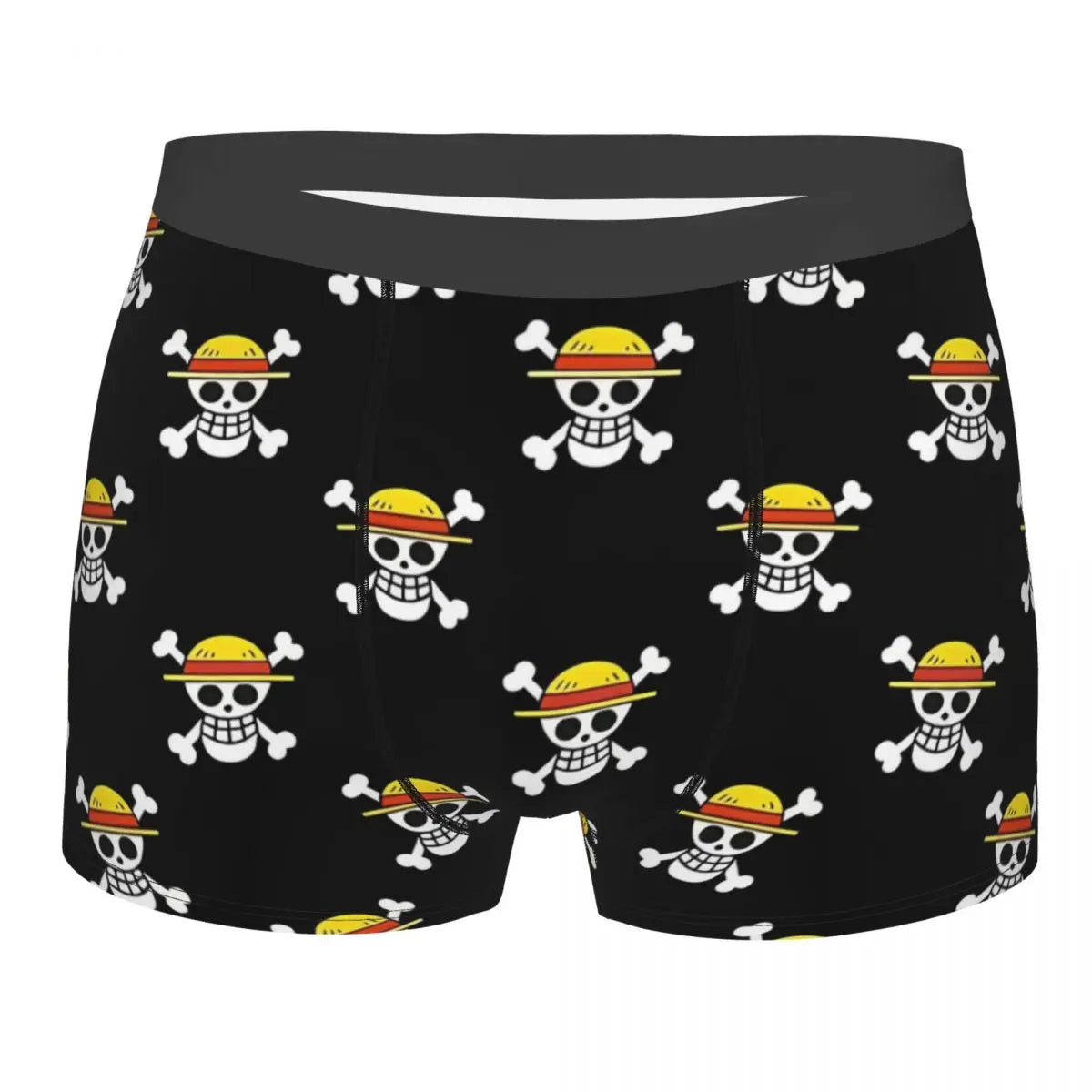 Bokserki One Piece – klasyczny wzór Jolly Roger (czarne)