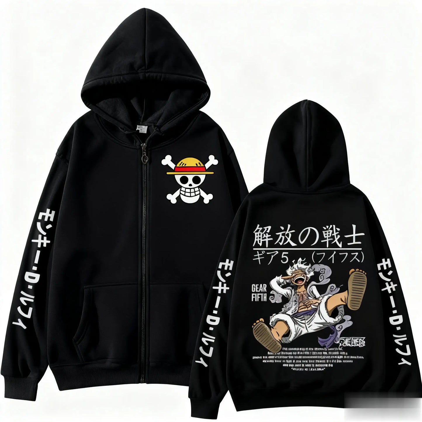 Oversize’owa bluza z kapturem One Piece – Monkey D. Luffy Gear 5 (czarna)