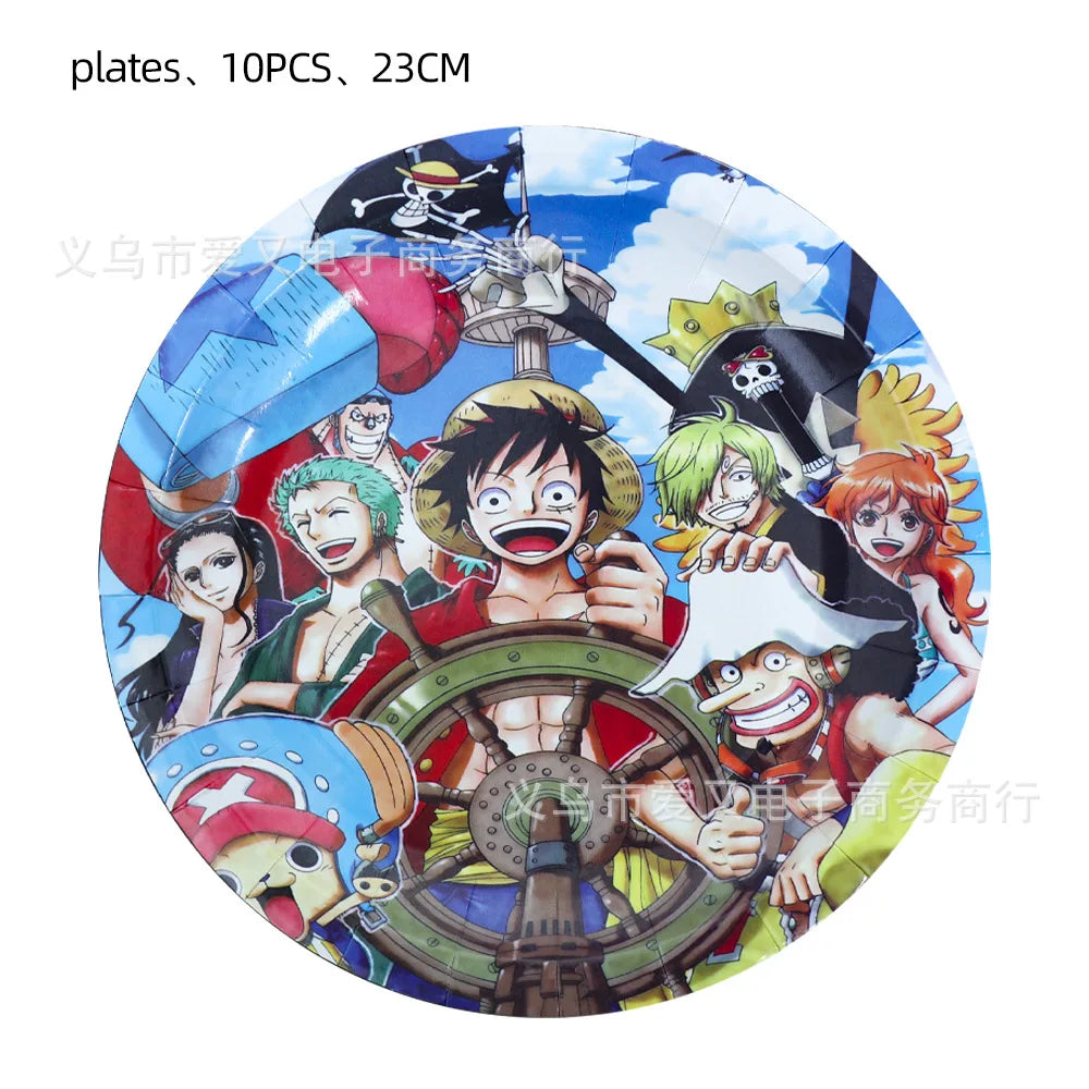Papierowy talerz One Piece – wzór z całą załogą (23cm)