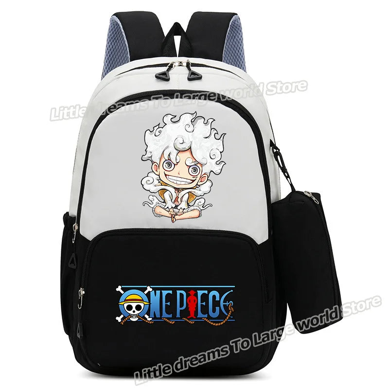 Plecak One Piece – Czarno-biały rysunek chibi Monkeya D. Luffy’ego