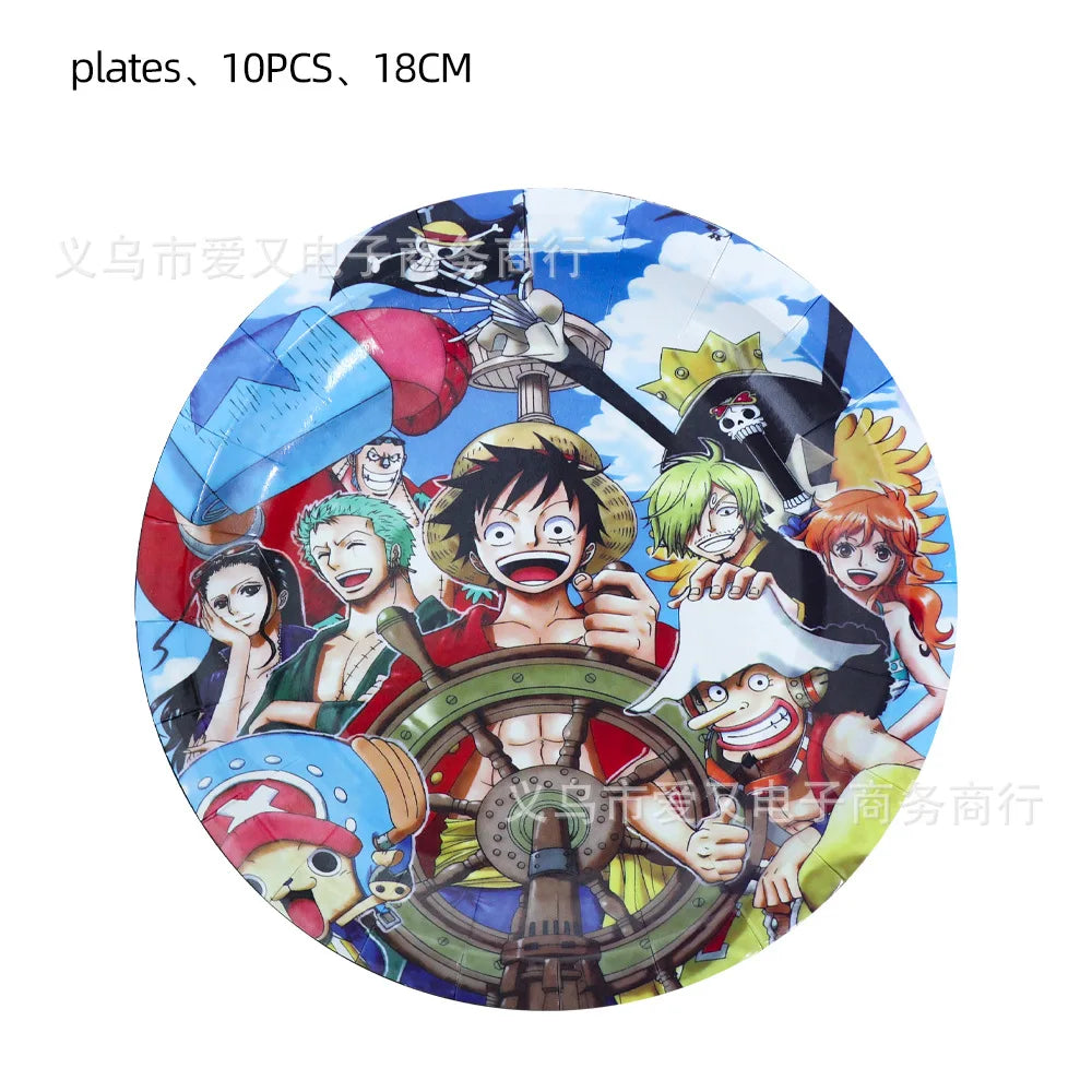 Papierowe talerze One Piece – design załogi Mugiwara (zestaw 10 sztuk)