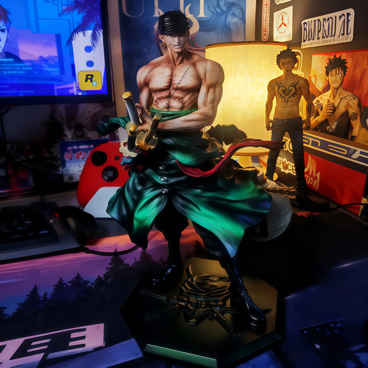Figurka premium One Piece – Roronoa Zoro w stylu Wano (efekty LED i aura)