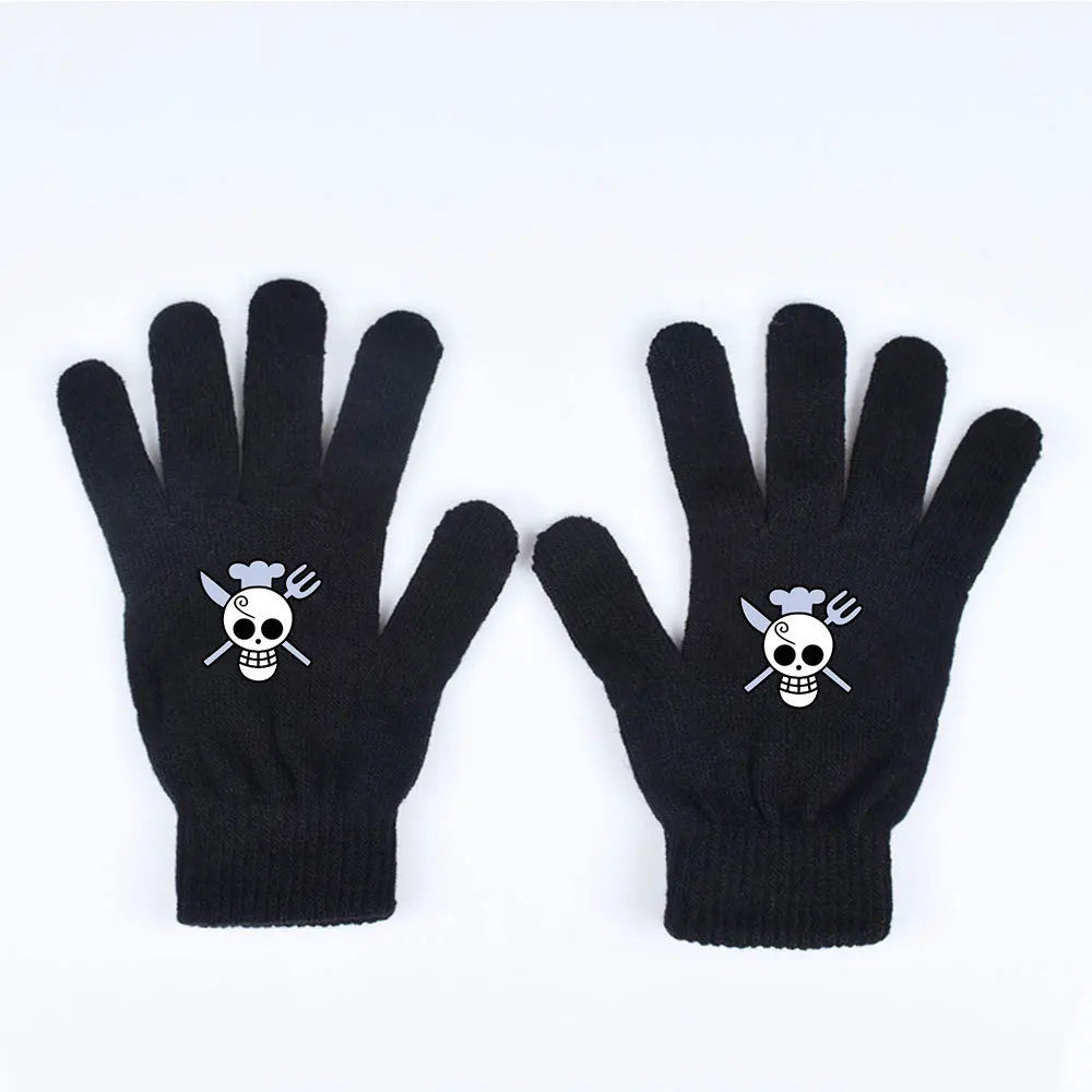 Rękawiczki One Piece – Minimalistyczna biała piracka czaszka