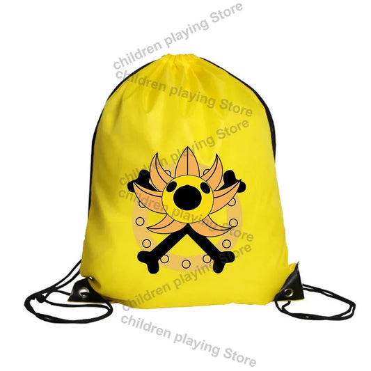 Worek ze sznurkiem One Piece – Żółty emblemat piratów Słomkowego Kapelusza z czaszką