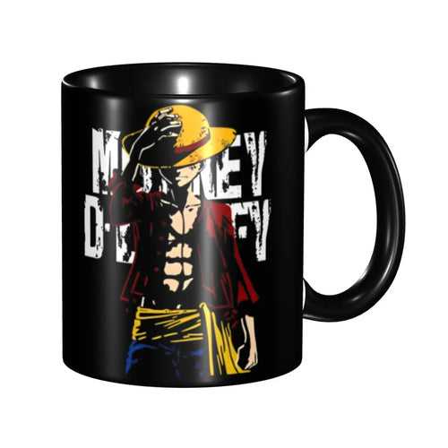 Kubek One Piece – napis Monkey D. Luffy i drewniany uchwyt