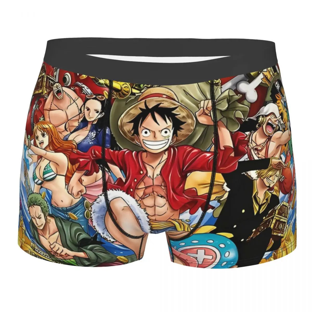 Bokserki One Piece – załoga Mugiwara w panoramicznym stylu