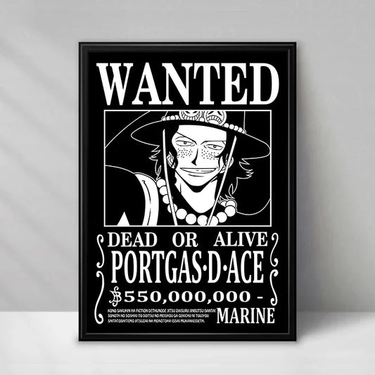 Plakat One Piece Wanted – Portgas D. Ace (Czarno-biały)