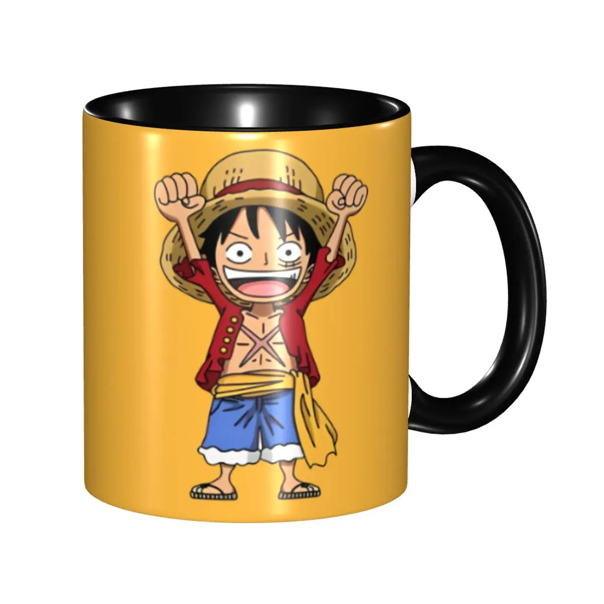 Kubek One Piece – Monkey D. Luffy w chwili zwycięstwa (żółte tło)