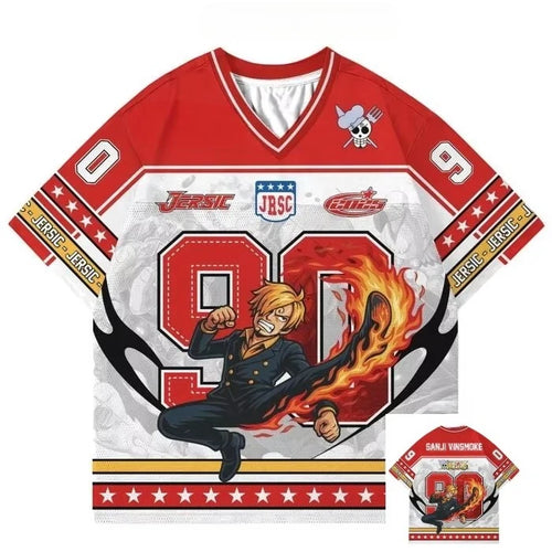 Koszulka sportowa One Piece Sanji Vinsmoke – wzór „Diabelska Noga”