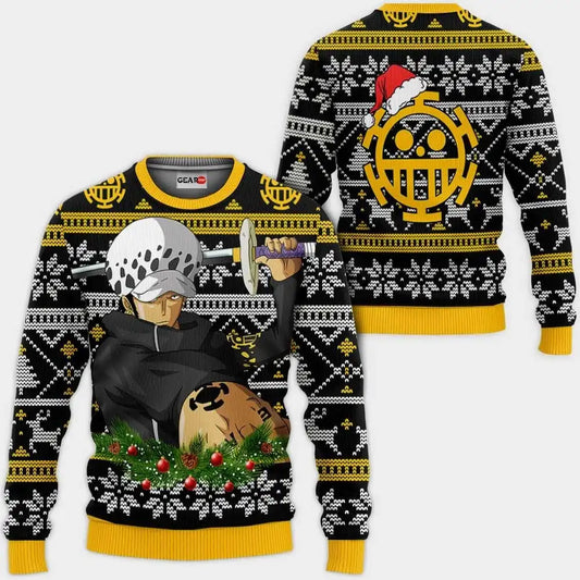 Bluza One Piece - Wzór Trafalgar Law i Jolly Roger (Czarna)