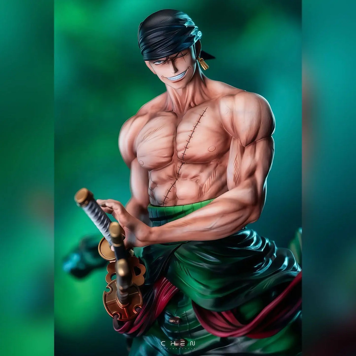 Figurka premium One Piece – Roronoa Zoro w stylu Wano (efekty LED i aura)