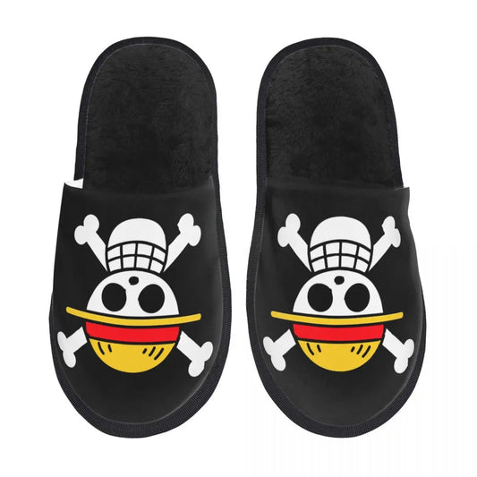 Kapcie One Piece – motyw Jolly Roger załogi Mugiwara (czarny)