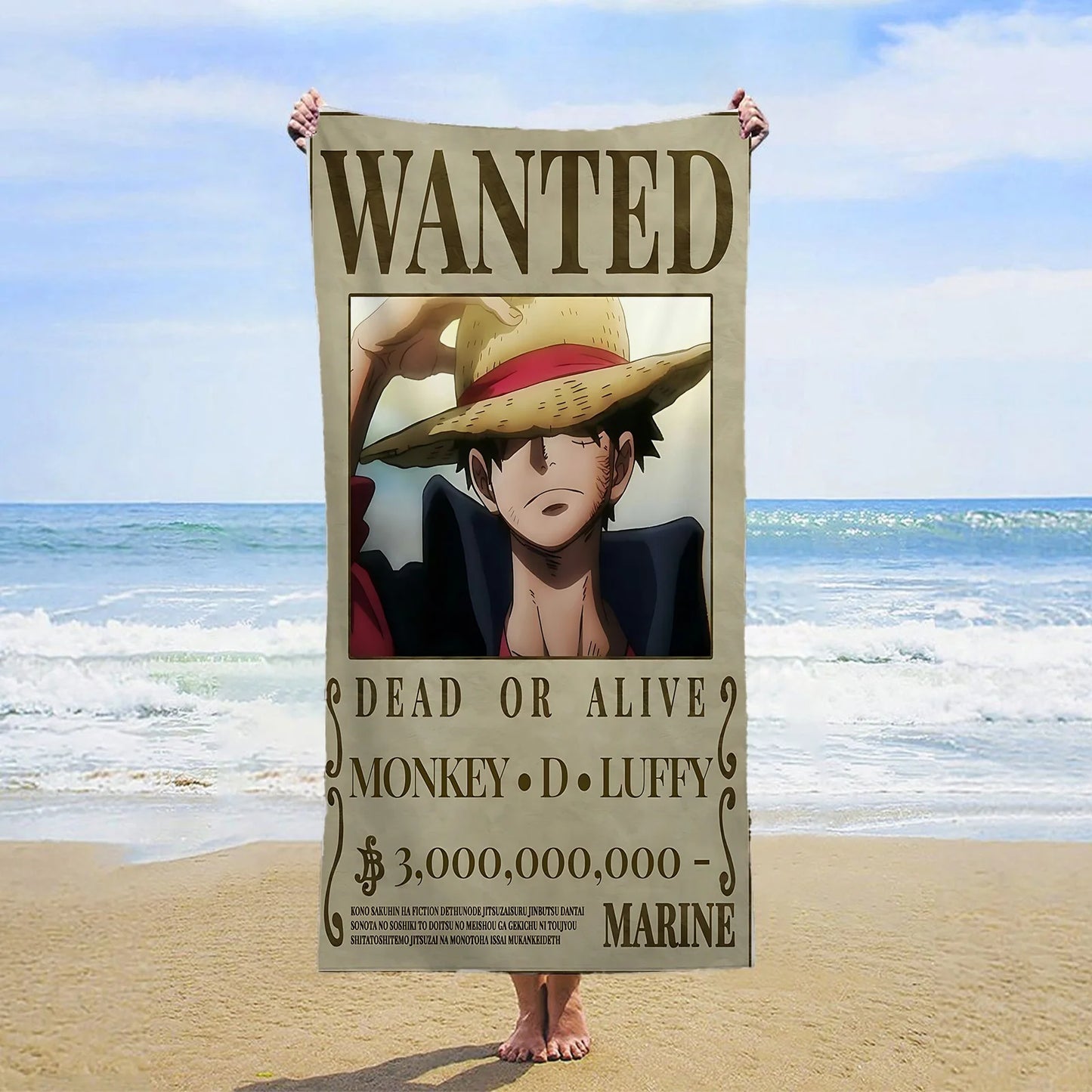 Ręcznik plażowy One Piece – klasyczny Wanted Luffy (Nowy Świat)