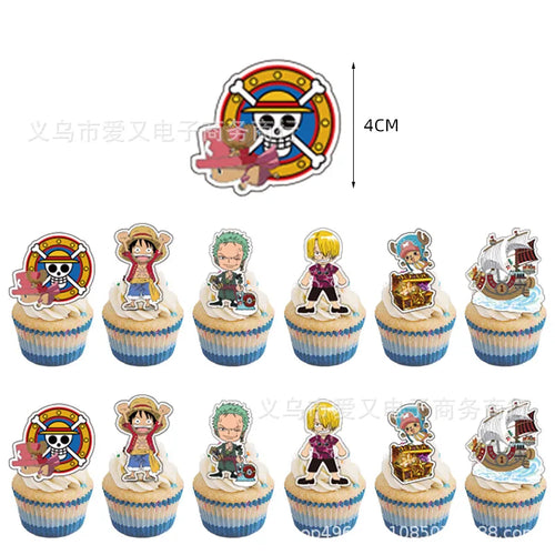 Zestaw dekoracji tortu One Piece – toppery z postaciami z mangi
