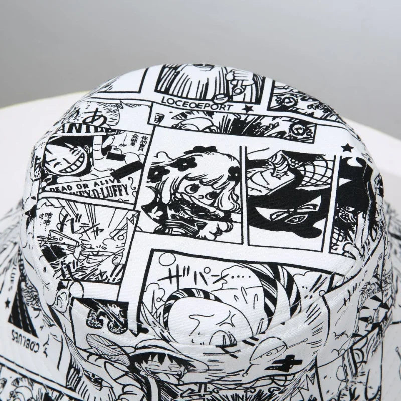 Kapelusz bucket One Piece – Manga czarno-biała
