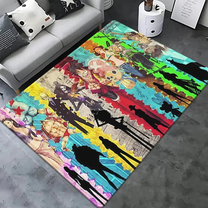 Dywan One Piece – cała załoga w stylu „New World” (kolorowa ilustracja)