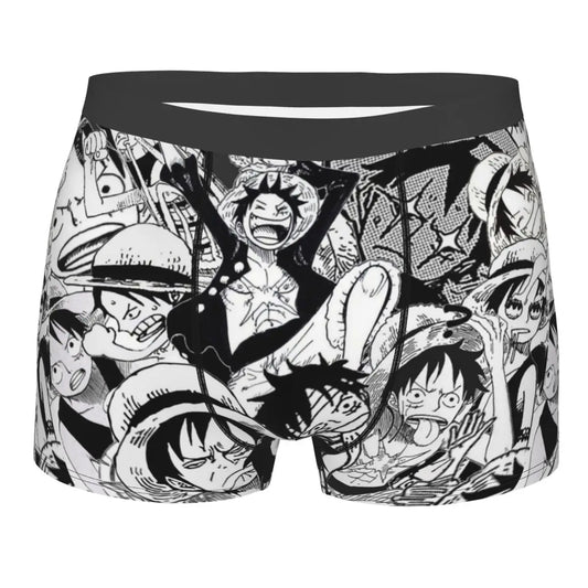 Bokserki One Piece – czarno-biały fanart postaci