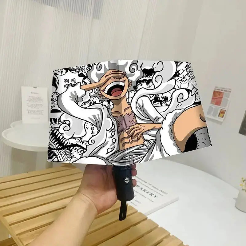 Parasol One Piece - Motyw mangowy „Wanted” (Czarno-biały)