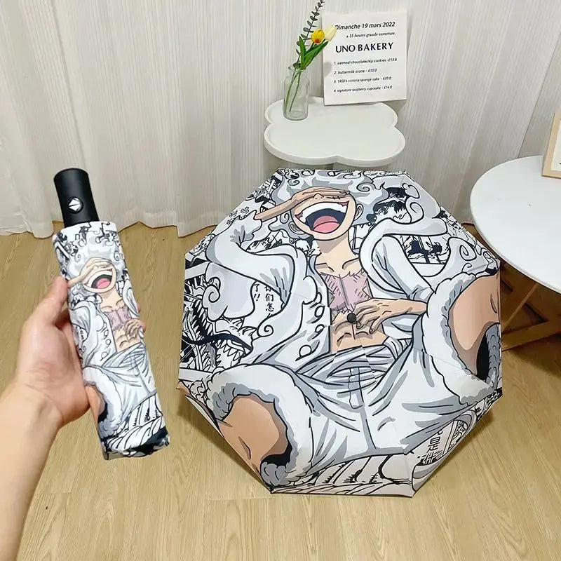 Parasol One Piece - Motyw mangowy „Wanted” (Czarno-biały)