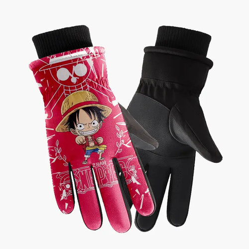 Rękawiczki One Piece – Czerwona ilustracja Monkey D. Luffy’ego