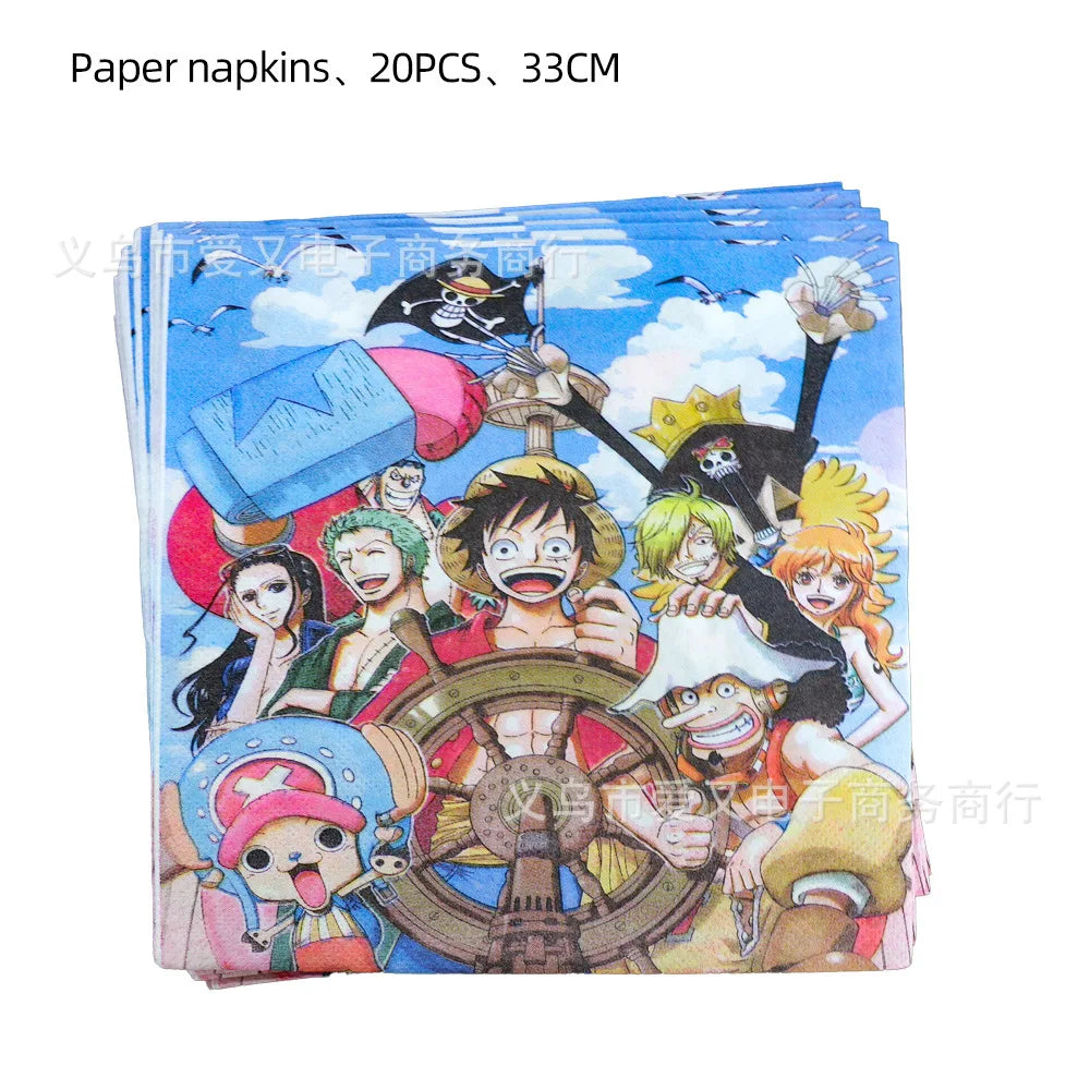 Papierowe serwetki One Piece – zestaw 20 sztuk (wzór z załogą Słomkowych)