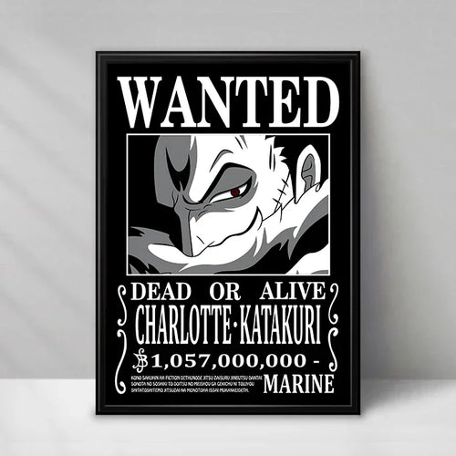 Plakat One Piece Wanted – Charlotte Katakuri (Czarno-biały)