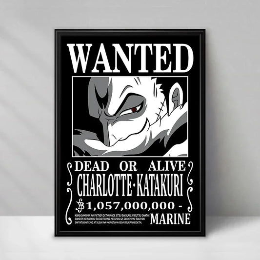 Plakat One Piece Wanted – Charlotte Katakuri (Czarno-biały)