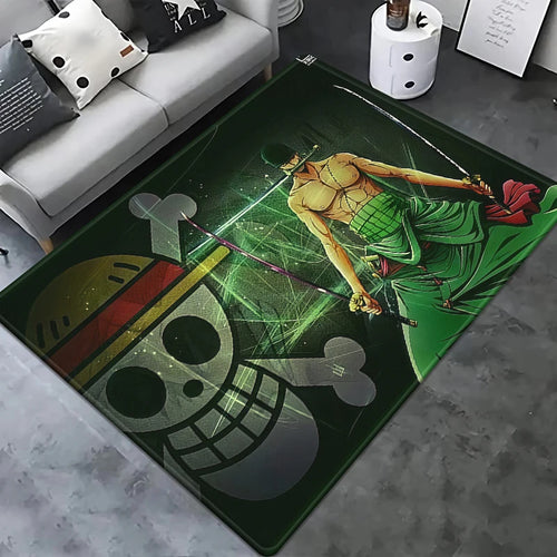 Dywan One Piece – Roronoa Zoro na tle pirackiej bandery