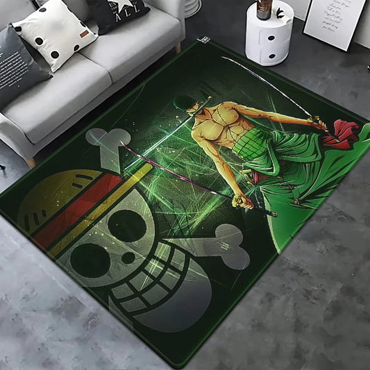 Dywan One Piece – Roronoa Zoro na tle pirackiej bandery