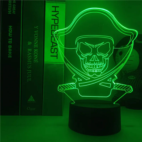 Lampka nocna LED One Piece – emblemat Jolly Roger Luffy’ego (zielona)