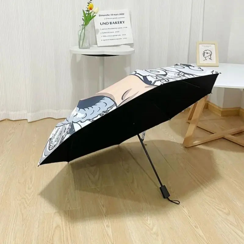 Parasol One Piece - Motyw mangowy „Wanted” (Czarno-biały)