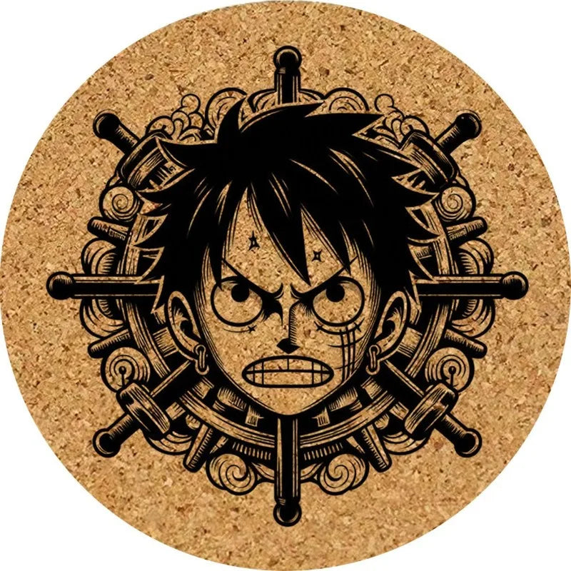 Podkładki pod szklanki One Piece – ster i Luffy, korek