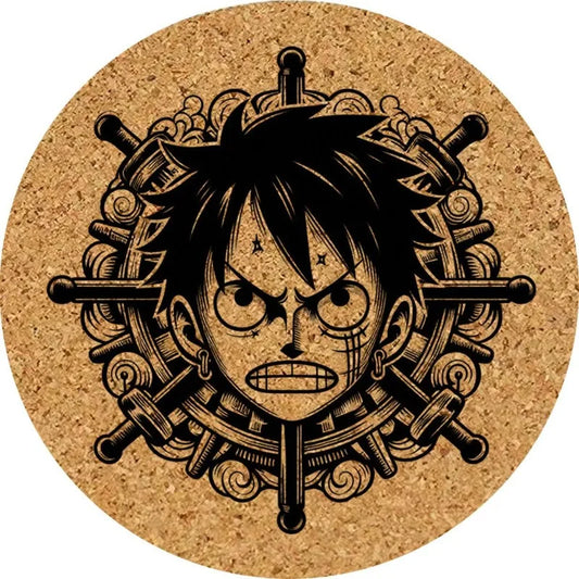 Podkładki pod szklanki One Piece – ster i Luffy, korek