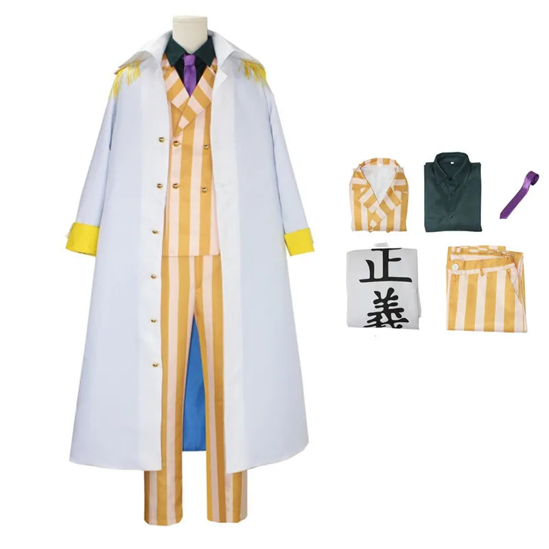 Kostium cosplay One Piece – mundur admirała Marynarki Wojennej (płaszcz „Sprawiedliwość”)
