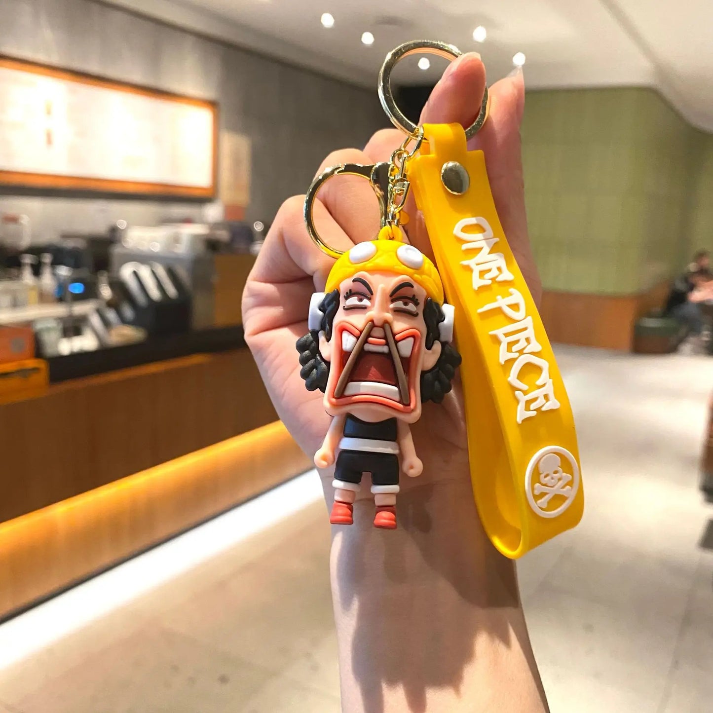 Brelok kreskówkowy One Piece – Usopp na żółtym tle