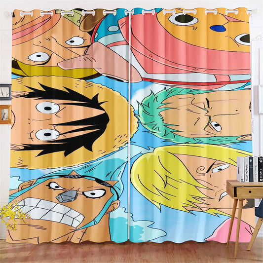 Zasłona One Piece – zbliżenia portretów Mugiwary (styl anime)