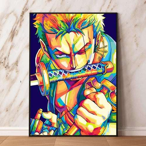 Obraz One Piece Pop Art – Roronoa Zoro z trzema mieczami
