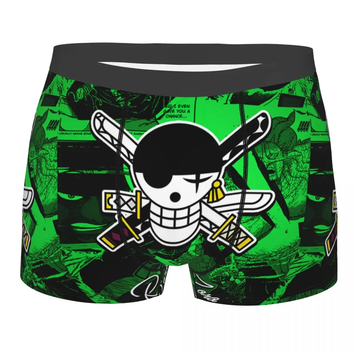 Bokserki One Piece – Roronoa Zoro i Jolly Roger (zielone)
