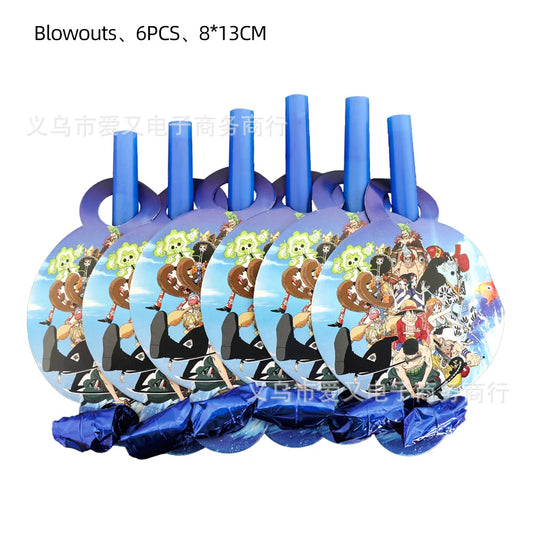 Zestaw dekoracji stołu One Piece – banery i miniaturowe tace